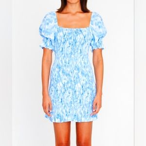 Faithfull the Brand Magnolia Mini Dress Roos Tie Dye Blue
